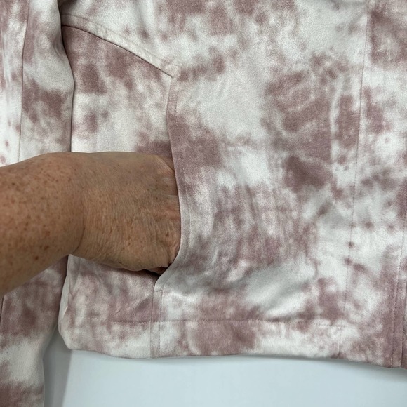 Bagatelle Faux Suede Tie-Dye Moto Jacket Women's Size XS Dusty Rose & White - Picture 5 of 9